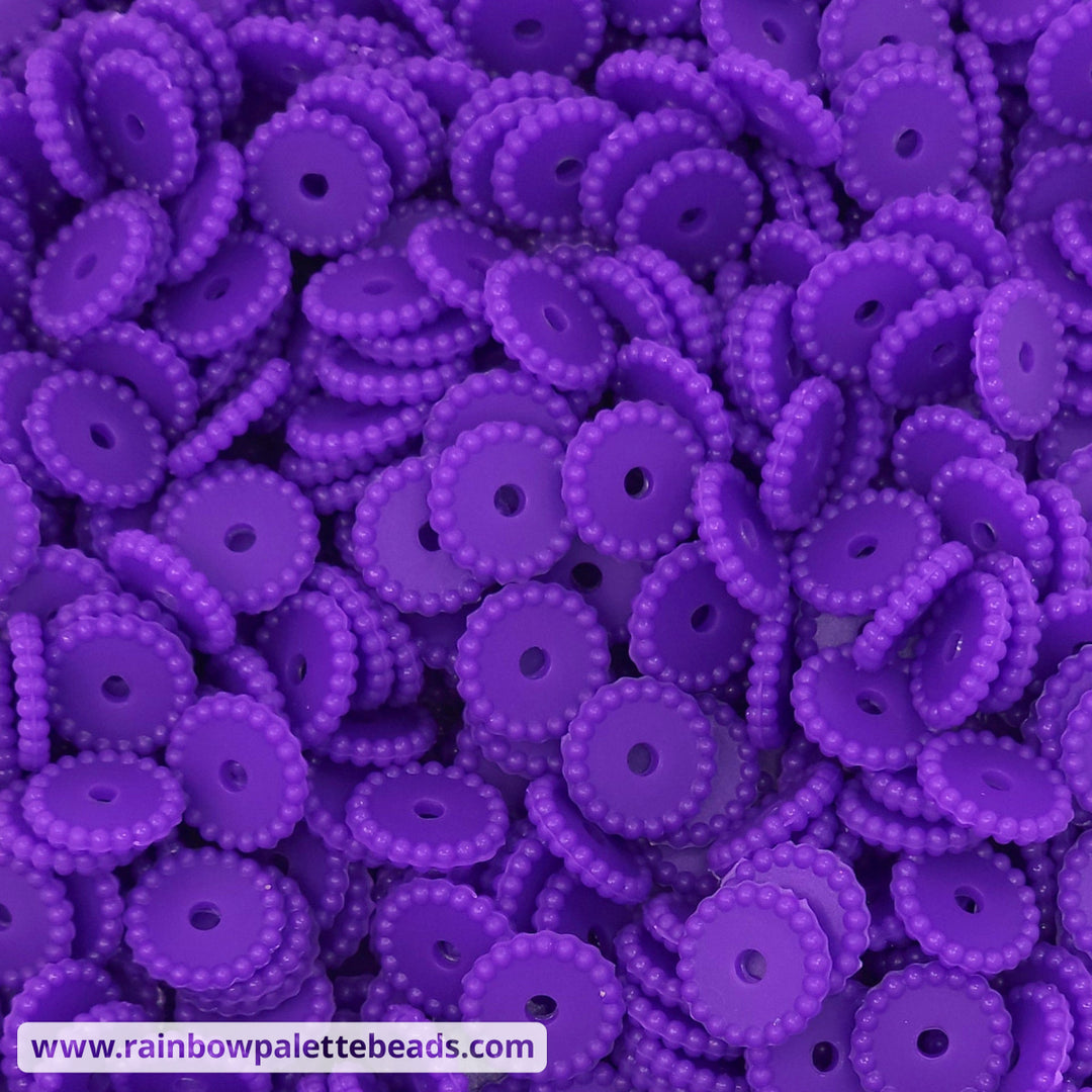 12mm Purple Thin Dots Silicone Spacer Beads (multipack) Beads