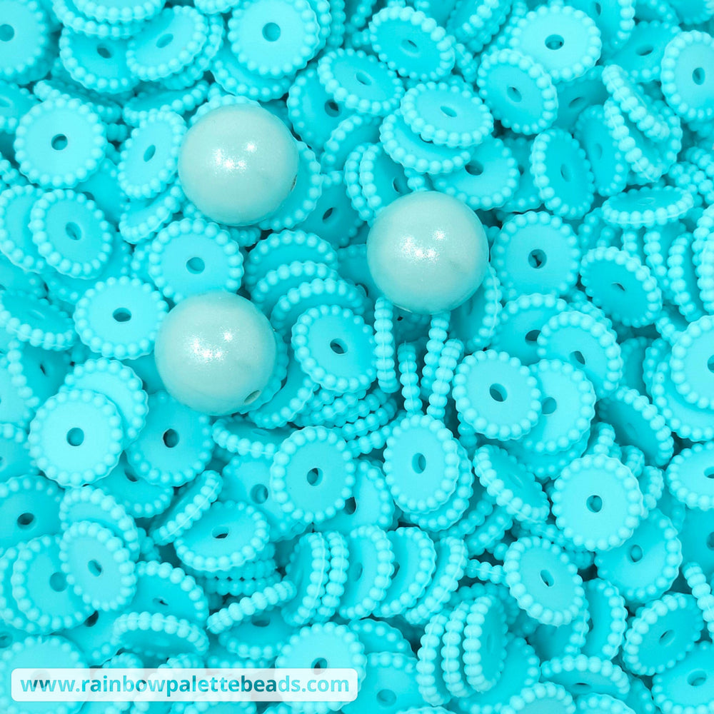 12mm Robins Egg Blue Thin Dots Silicone Spacer Beads (multipack) Beads