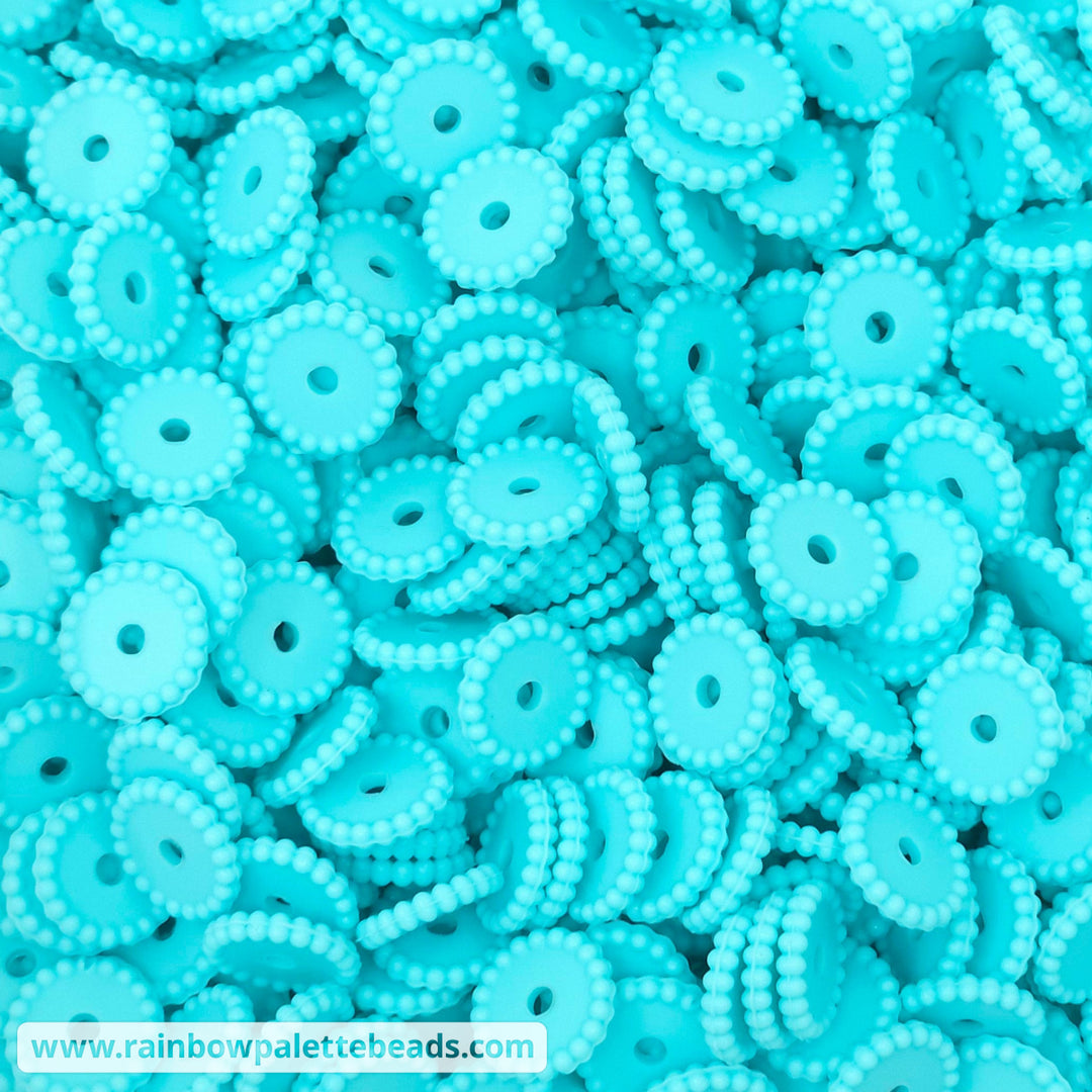 12mm Robins Egg Blue Thin Dots Silicone Spacer Beads (multipack) Beads