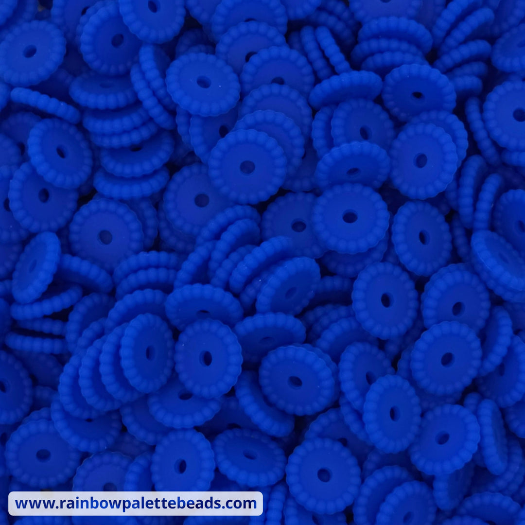 12mm Royal Blue Thin Dots Silicone Spacer Beads (10 Beads) - 10 Beads - Beads