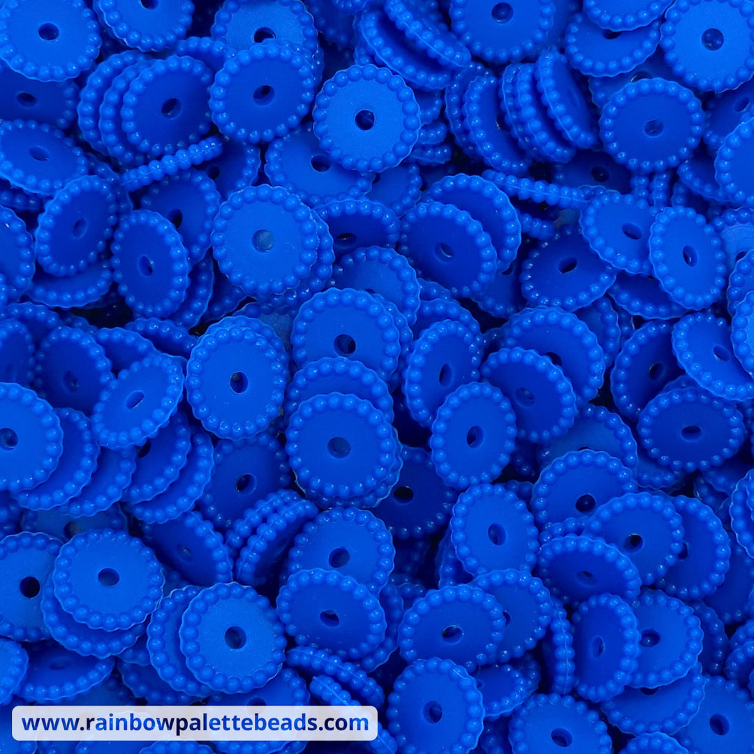 12mm Royal Blue Thin Dots Silicone Spacer Beads (multipack) Beads