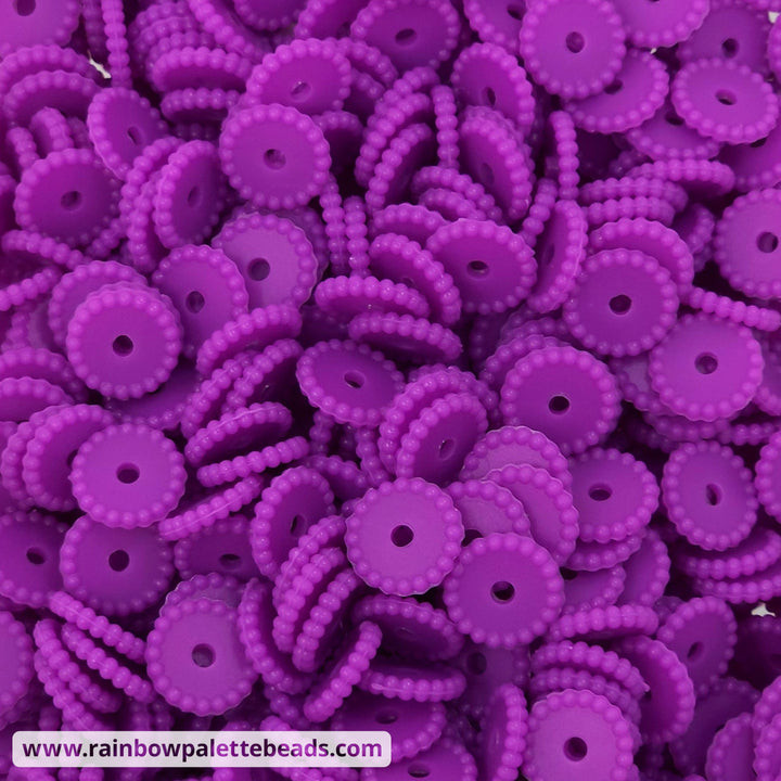 12mm Royal Purple Thin Dots Silicone Spacer Beads (multipack) Beads