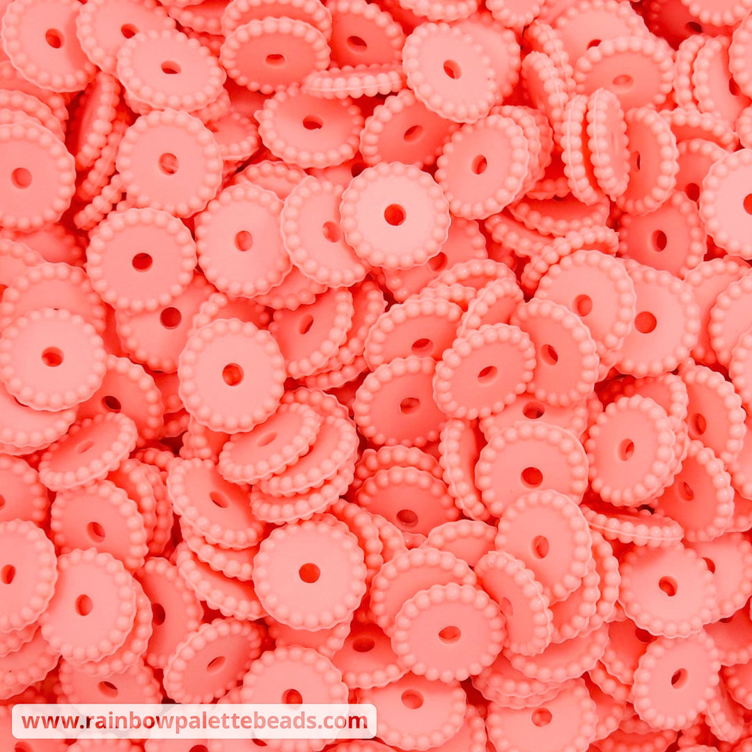 12mm Salmon Thin Dots Silicone Spacer Beads (multipack) Beads