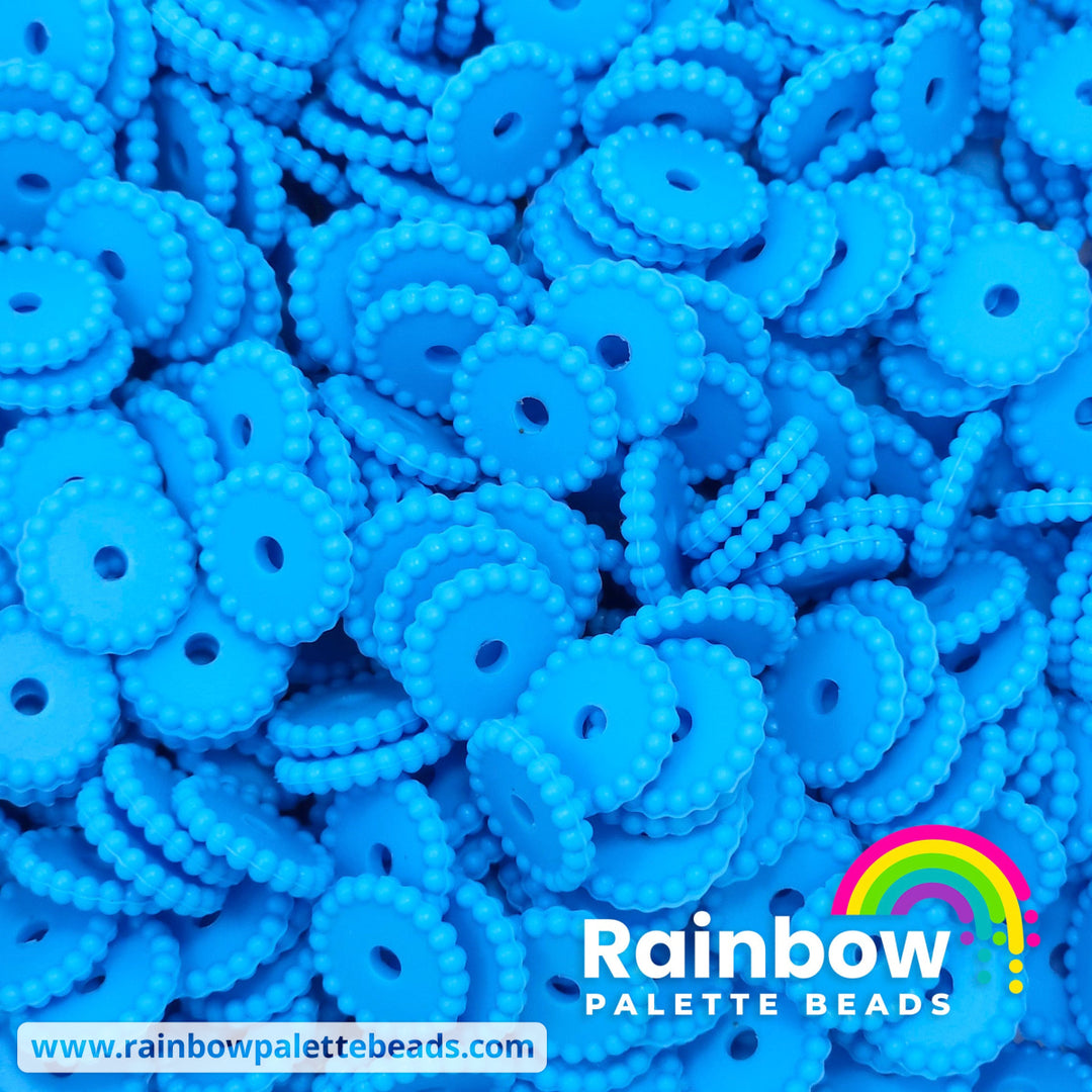 12mm Sky Blue Thin Dots Silicone Spacer Beads (multipack) Beads