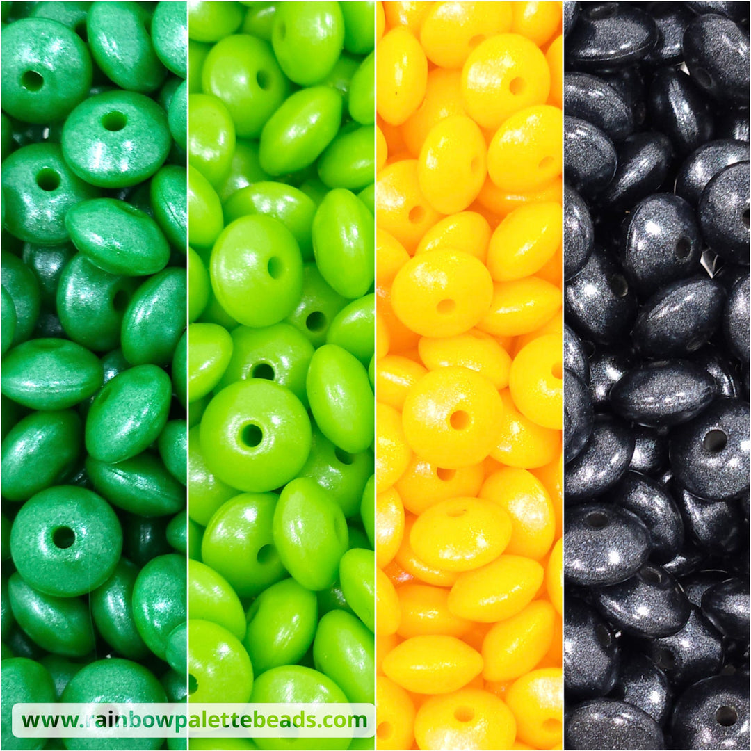 * 12mm St. Patrick’s Day Shimmer Pearl Lentil Spacer Silicone Bead Mix (40 beads) Beads