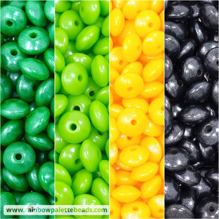 * 12mm St. Patrick’s Day Shimmer Pearl Lentil Spacer Silicone Bead Mix (40 beads) Beads