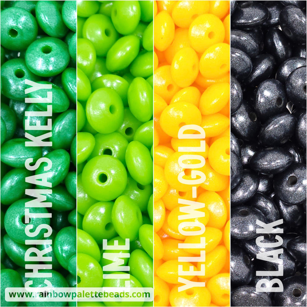 * 12mm St. Patrick’s Day Shimmer Pearl Lentil Spacer Silicone Bead Mix (40 beads) Beads