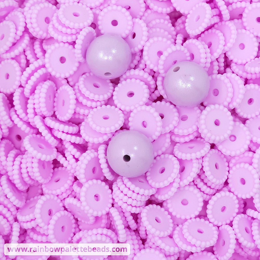 12mm Sweetest Lilac Thin Dots Silicone Spacer Beads (multipack) Beads