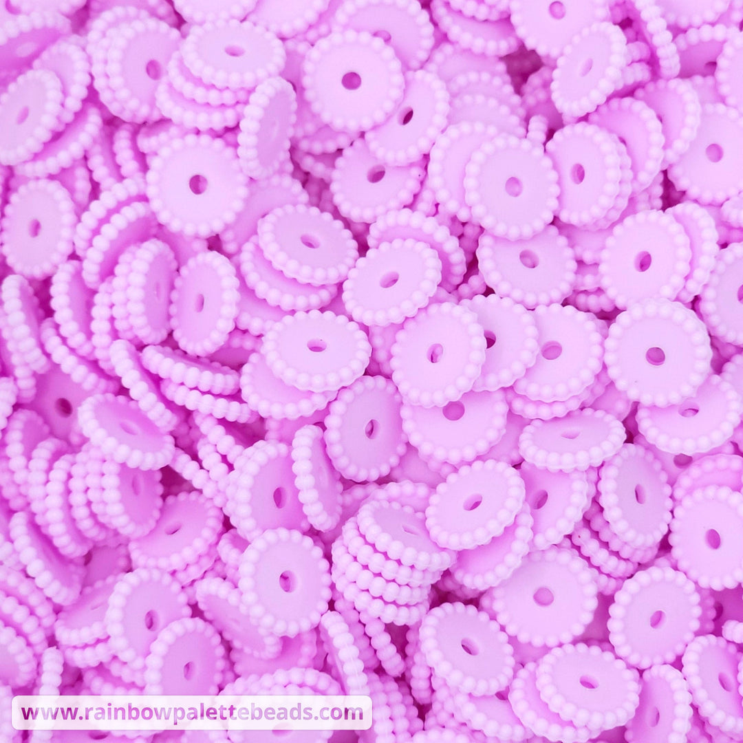 12mm Sweetest Lilac Thin Dots Silicone Spacer Beads (multipack) Beads