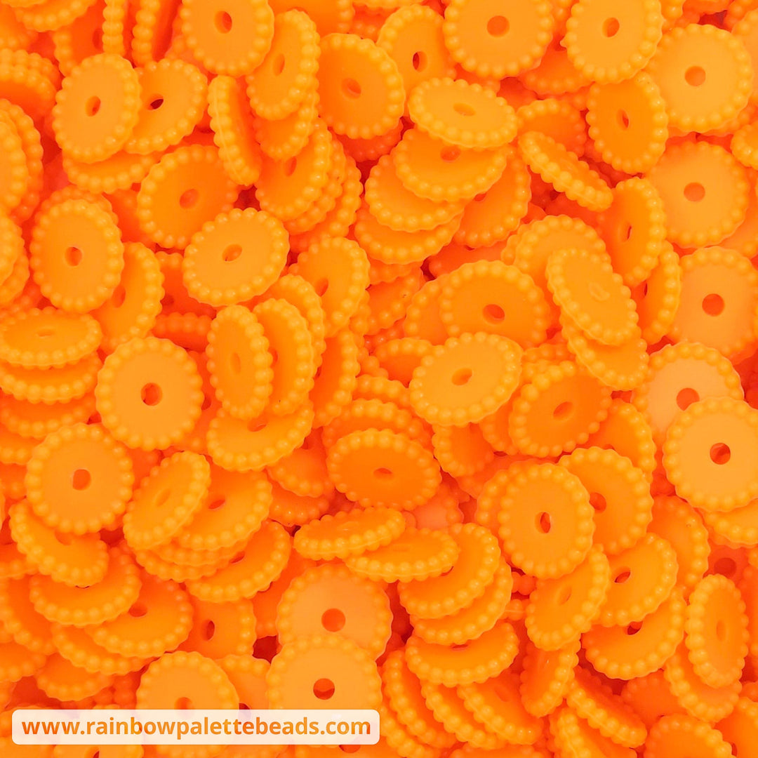12mm Tangerine Orange Thin Dots Silicone Spacer Beads (multipack) Beads