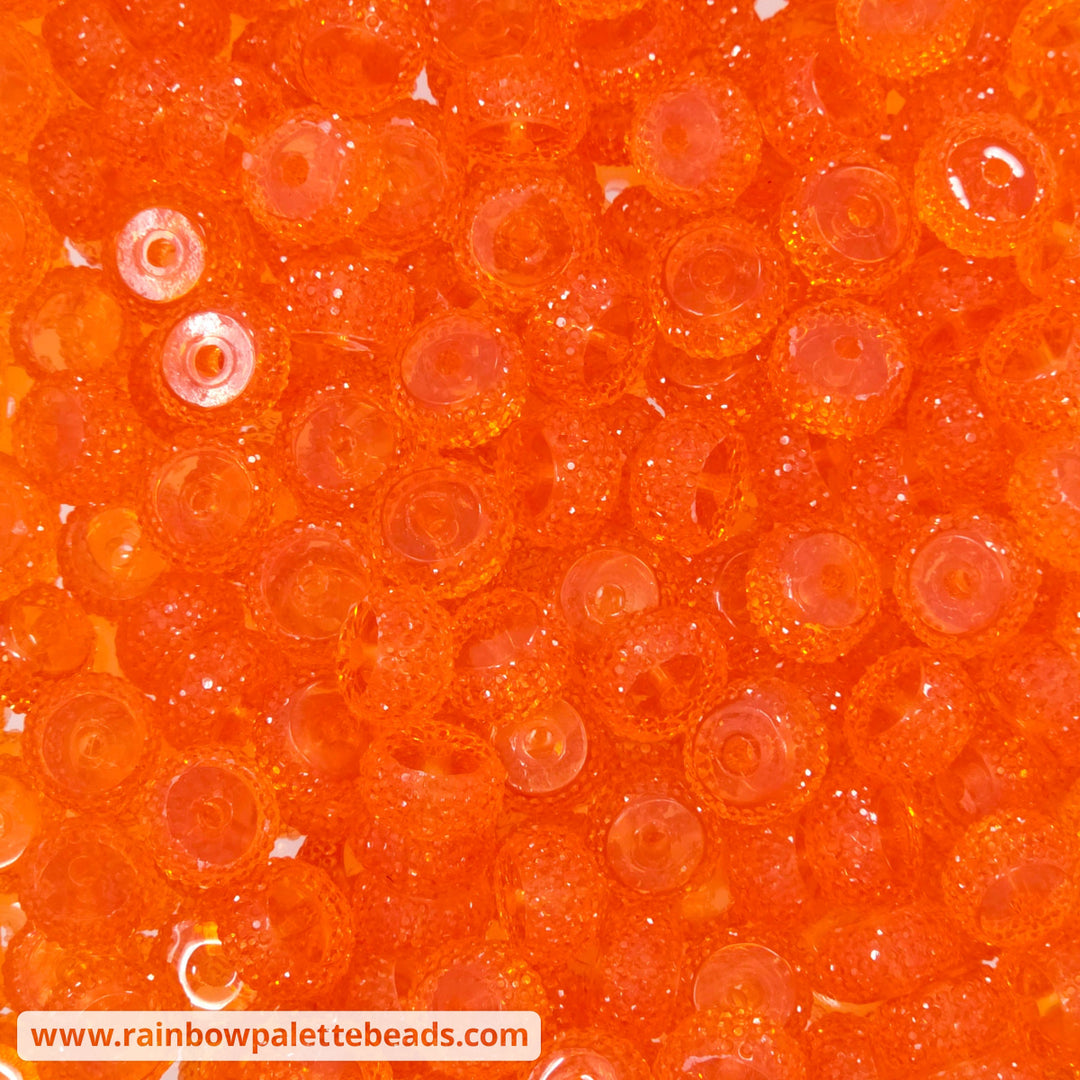 12mm Transparent Orange Abacus Acrylic Spacer Beads (20 Beads)
