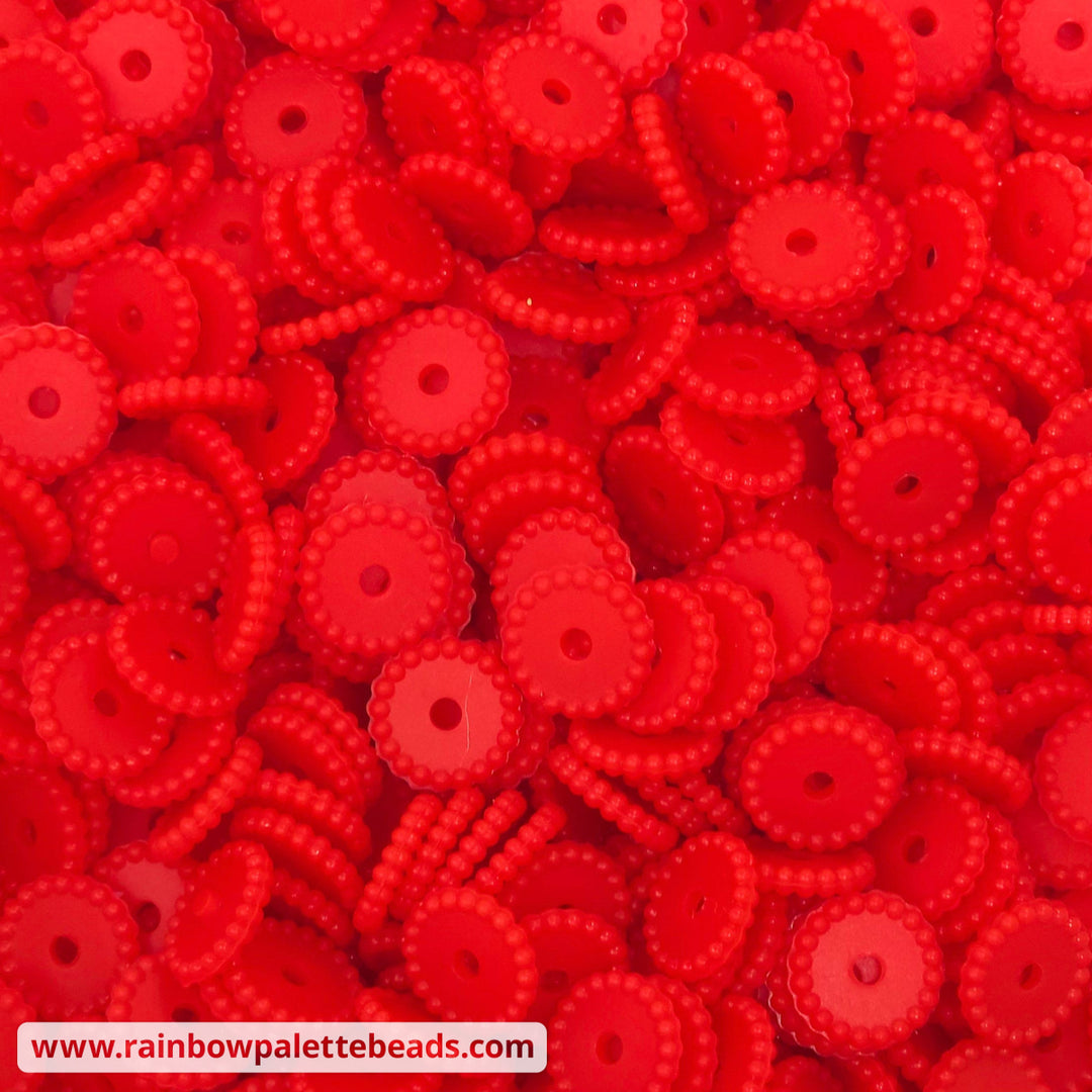 12mm True Red Thin Dots Silicone Spacer Beads (multipack) Beads