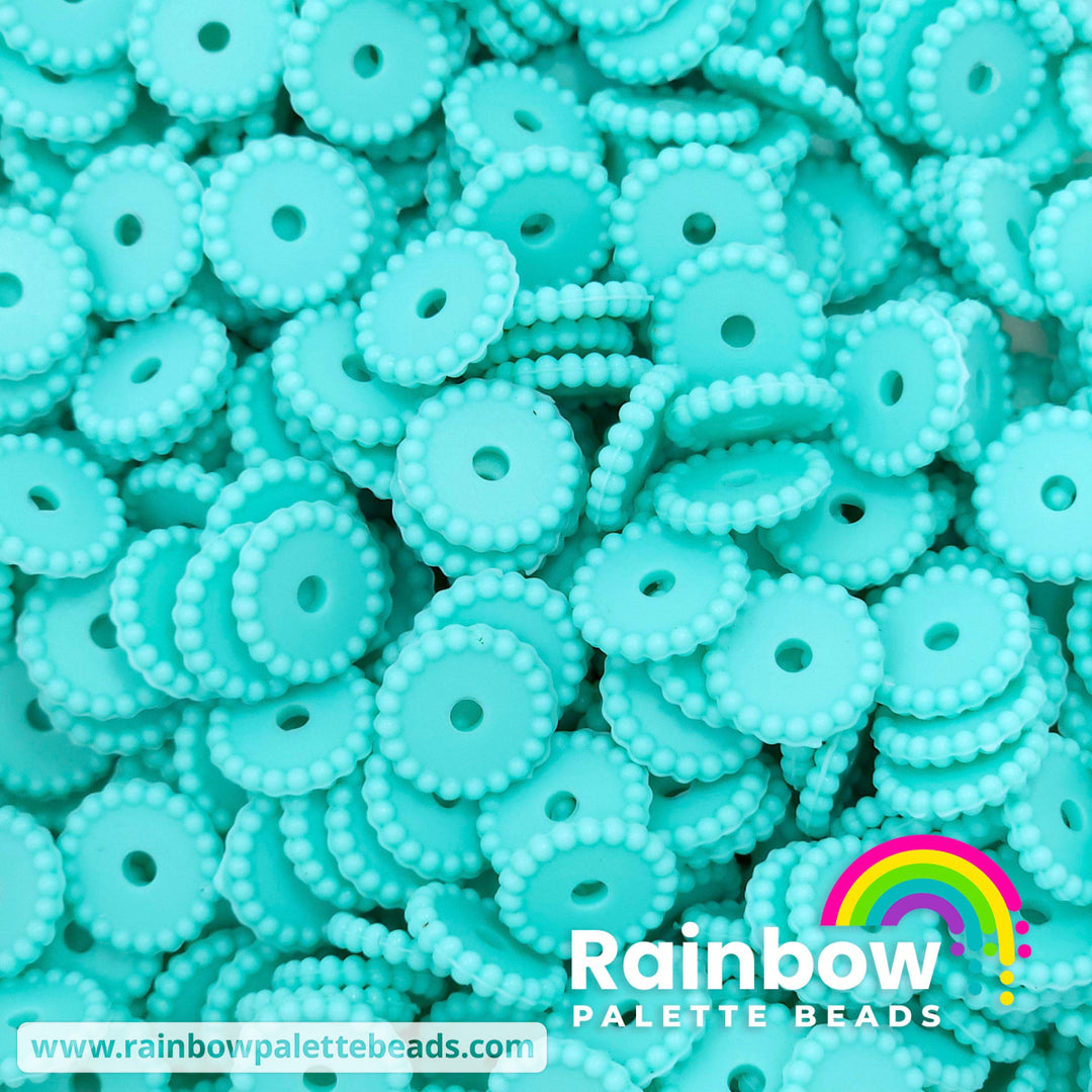 12mm Turquoise Thin Dots Silicone Spacer Beads (multipack) Beads