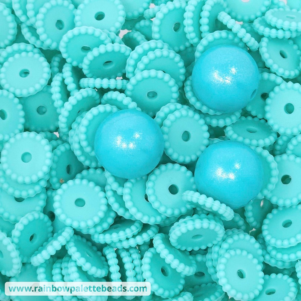12mm Turquoise Thin Dots Silicone Spacer Beads (multipack) Beads