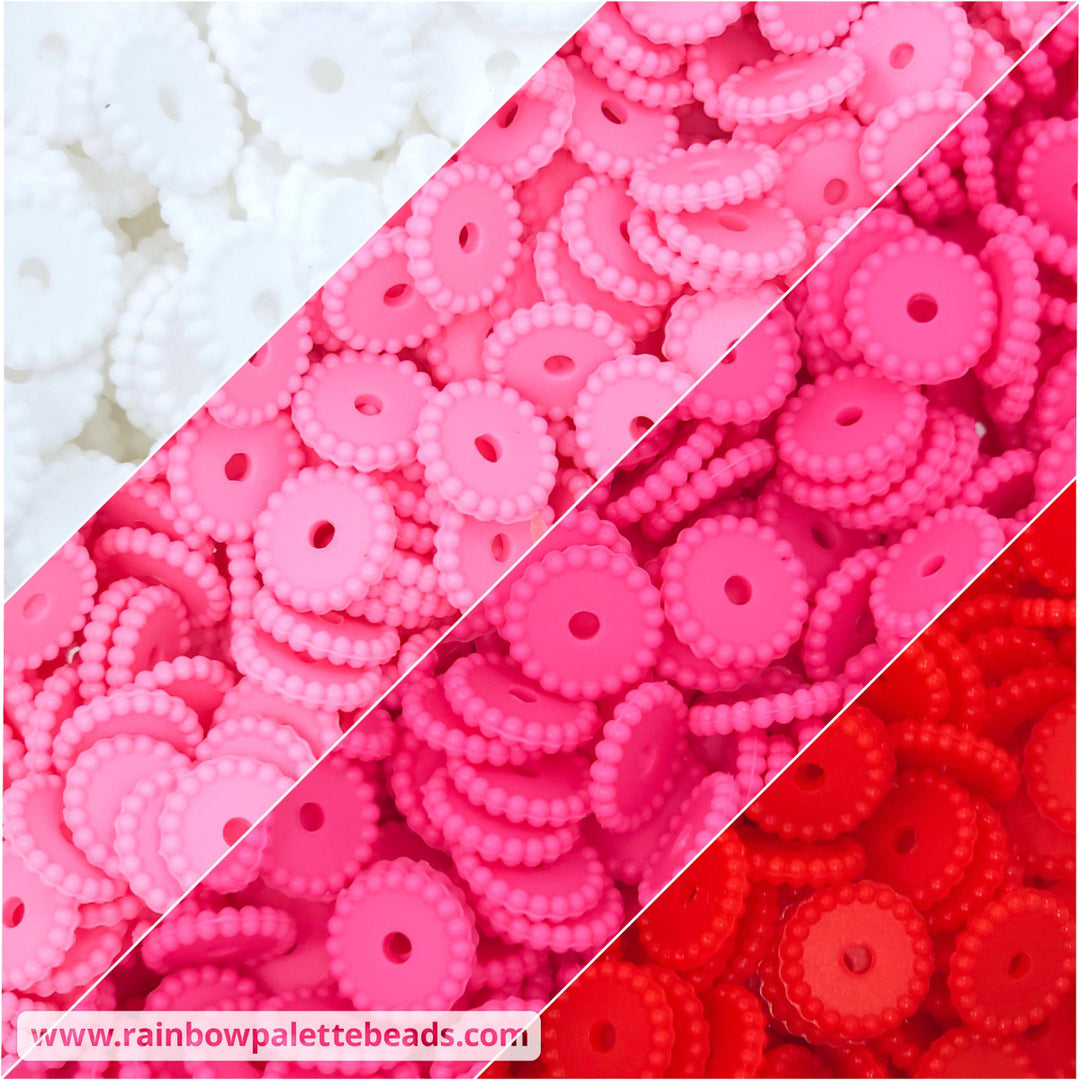 12mm Valentine’s Day Thin Dots Silicone Spacer Bead Mix (40 beads) Beads