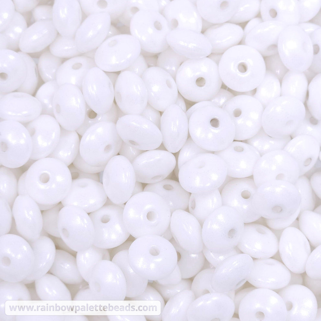 * 12mm White Shimmer Pearl Silicone Lentil Beads (5 beads) Beads