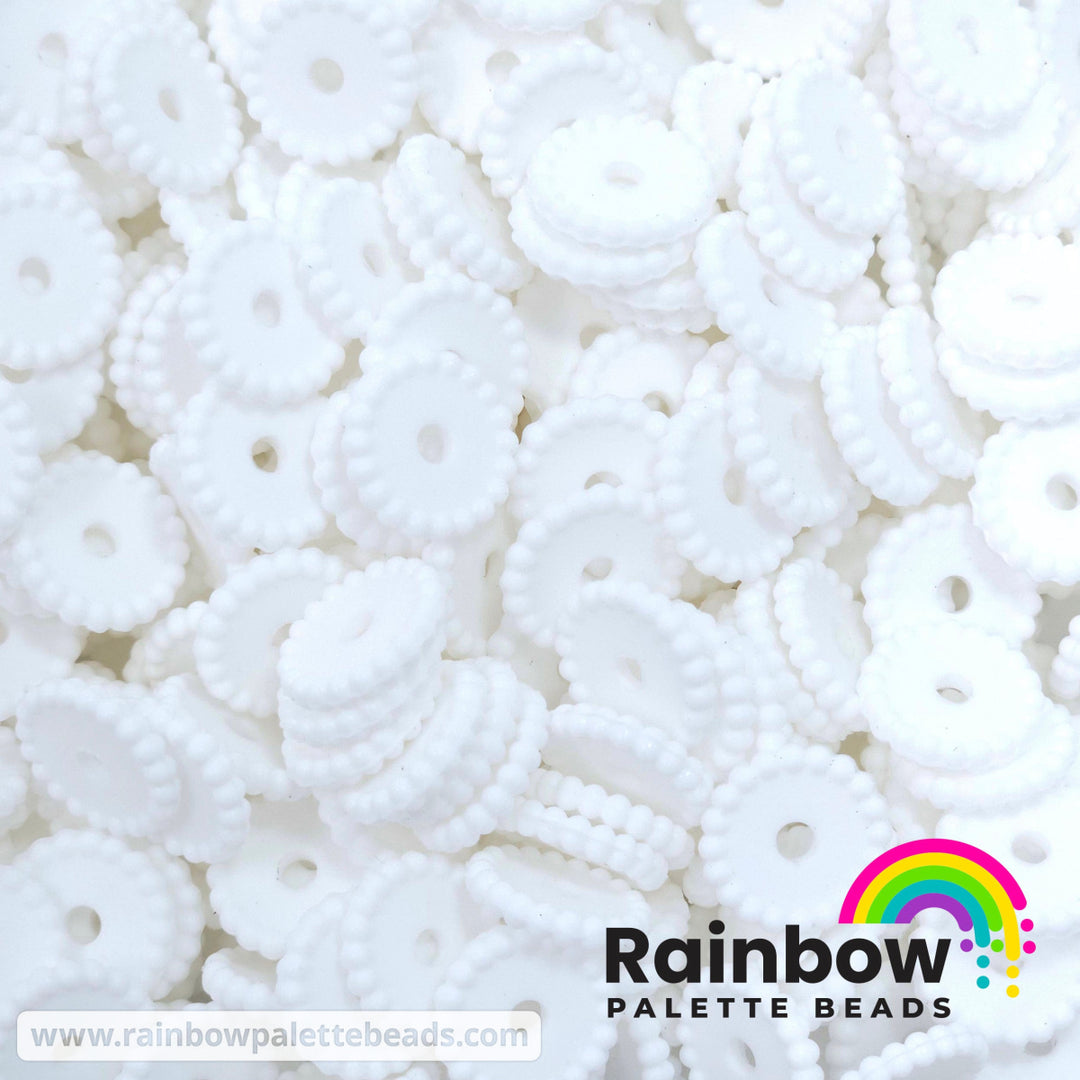 12mm White Thin Dots Silicone Spacer Beads (multipack) Beads