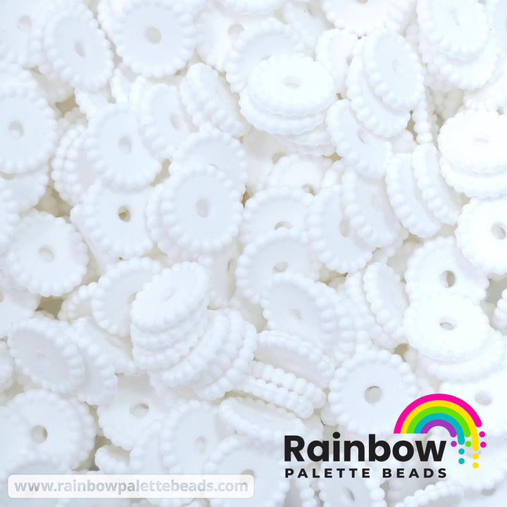 12mm White Thin Dots Silicone Spacer Beads (multipack) Beads