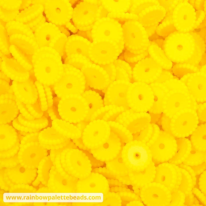 12mm Yellow Thin Dots Silicone Spacer Beads (multipack) Beads