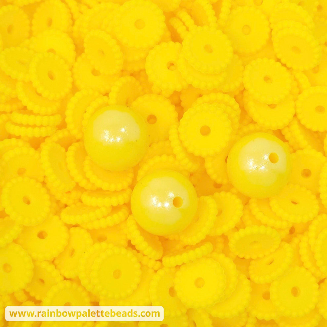 12mm Yellow Thin Dots Silicone Spacer Beads (multipack) Beads