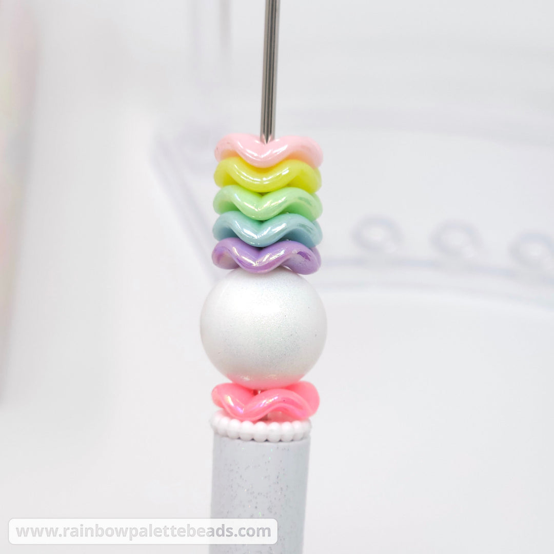 13mm AB Assorted Color Wavy Acrylic Spacer Beads (25 beads)