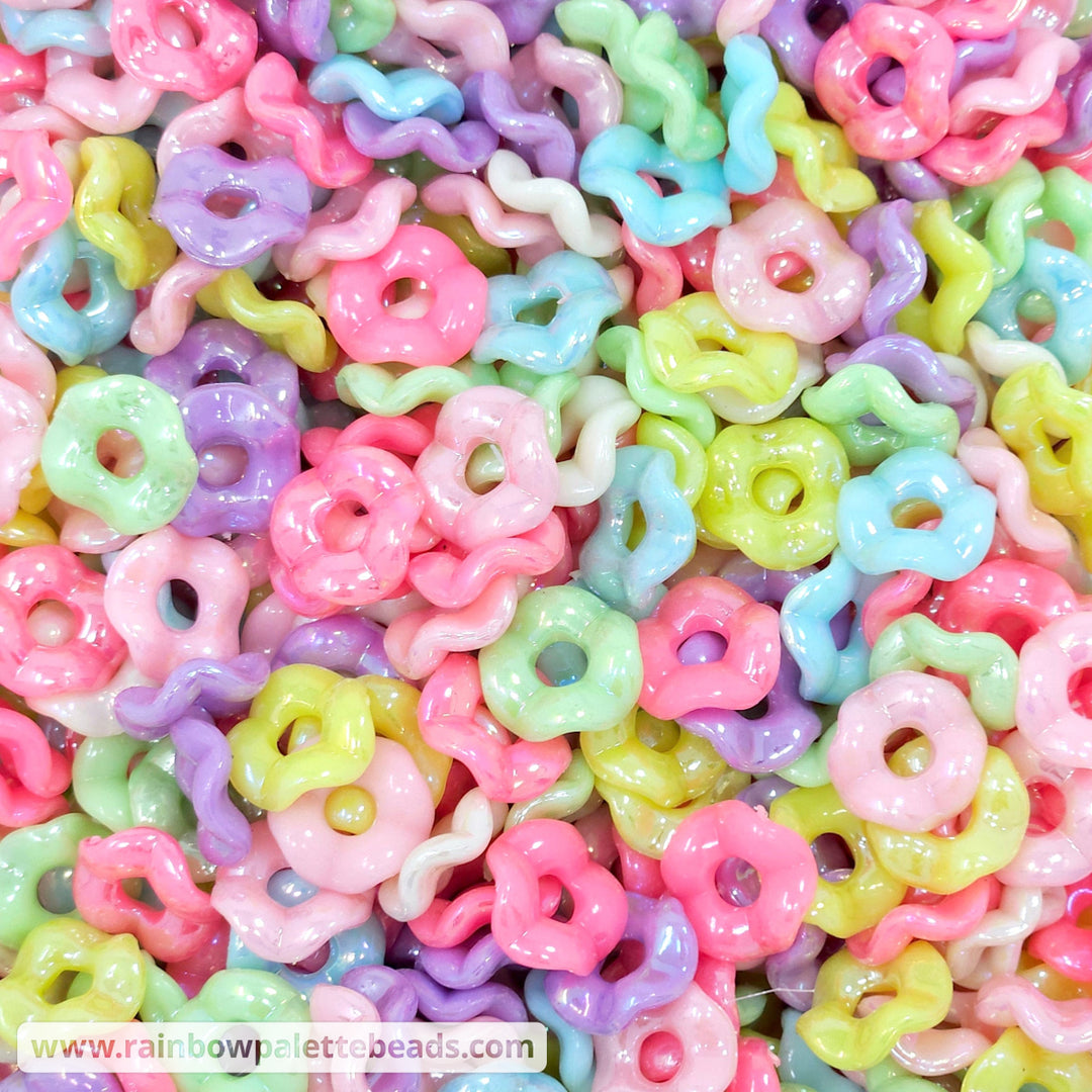 13mm AB Assorted Color Wavy Acrylic Spacer Beads (25 beads)