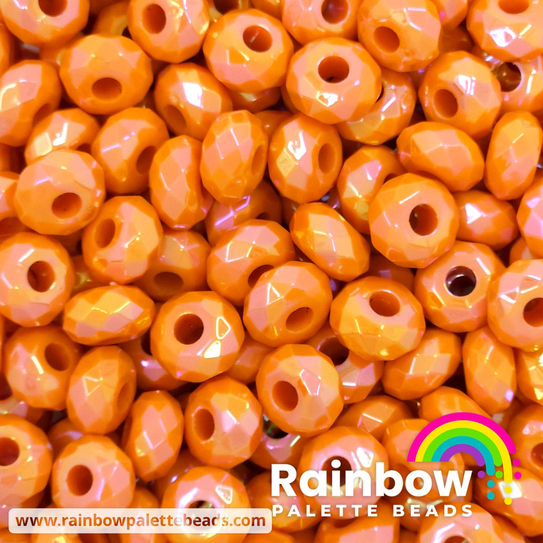 14mm AB Orange Faceted Acrylic Abacus Spacer Beads (10 beads)