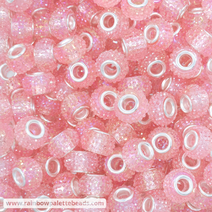 14mm AB Pink Rhinestone Acrylic Abacus Spacer Beads (multipack)