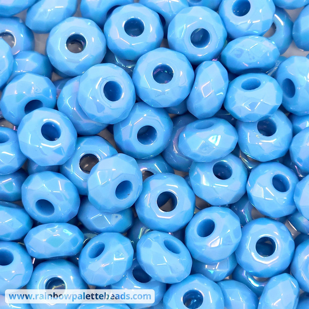 14mm AB Sky Blue Faceted Acrylic Abacus Spacer Beads (10 beads)