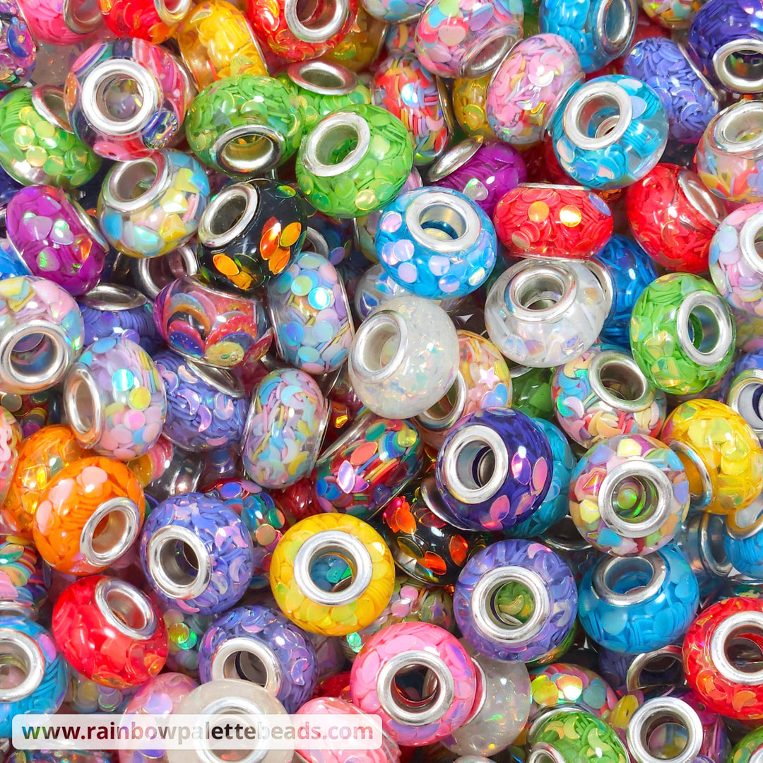 14mm AB Assorted Color Sequin Resin Abacus Spacer Beads (multipack)