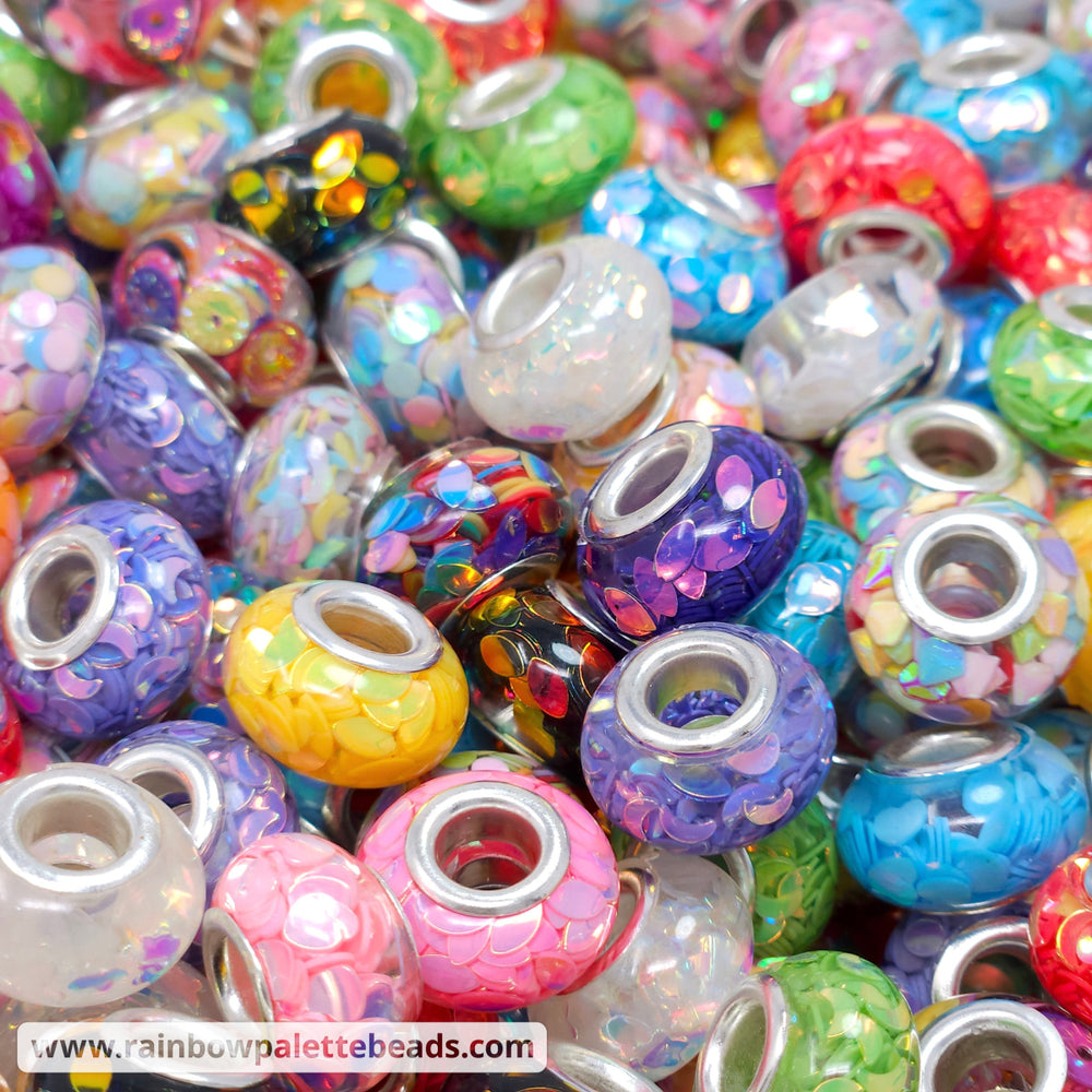 14mm AB Assorted Color Sequin Resin Abacus Spacer Beads (multipack)