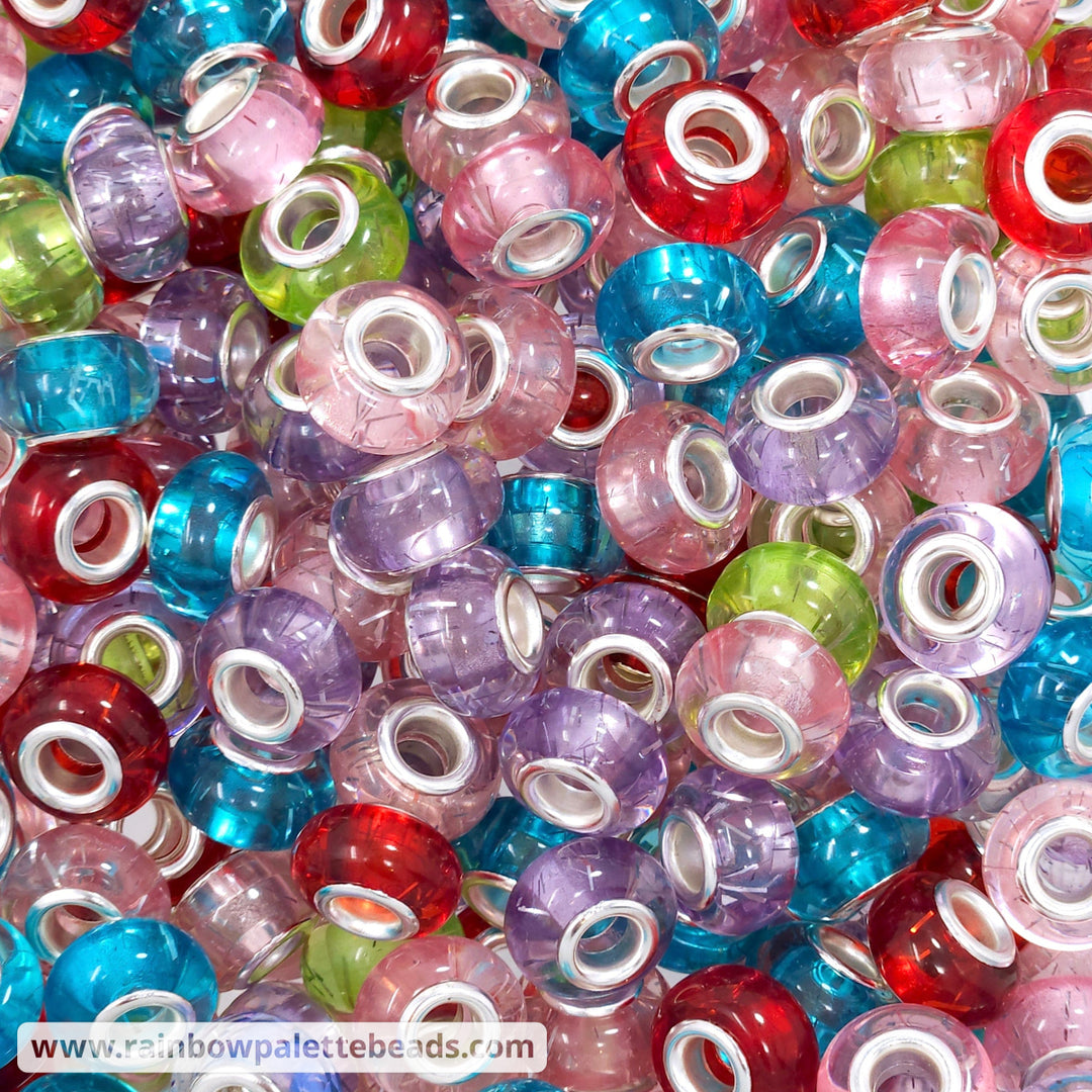 14mm Assorted Color Tinsel Acrylic Spacer Beads (Multipack)
