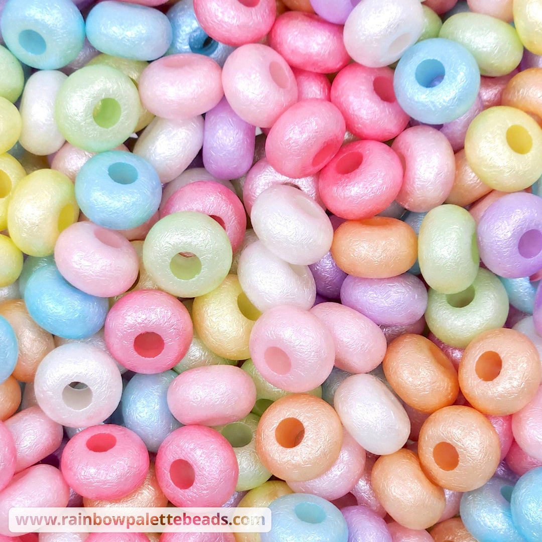 14mm Assorted Pastel Crinkle Acrylic Abacus Spacer Beads (20 beads)