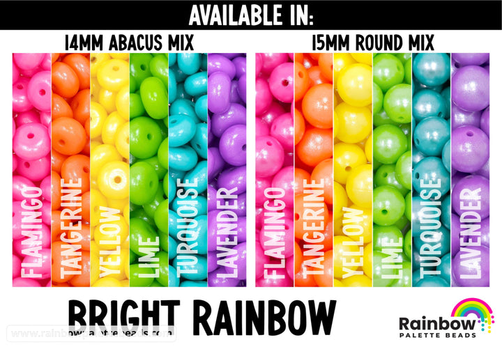 14mm Bright Rainbow Shimmer Pearl Abacus Spacer Silicone Bead Mix (30 beads) Beads