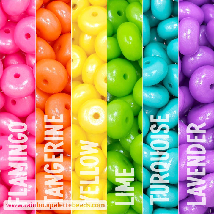 14mm Bright Rainbow Shimmer Pearl Abacus Spacer Silicone Bead Mix (30 beads) Beads