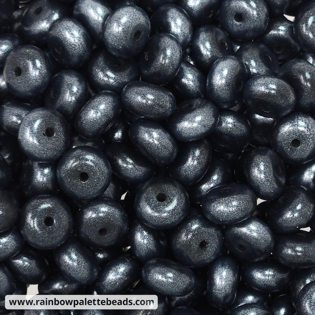 14mm Charcoal/Black Shimmer Pearl Abacus Silicone Beads (5 Beads) Beads