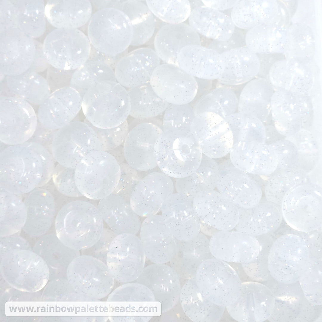 14mm Clear Iridescent Glitter Jelly Silicone Abacus Beads (5 beads) Beads