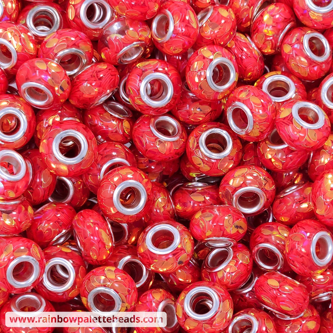 14mm Coral Red Sequin Resin Abacus Spacer Beads (multipack)