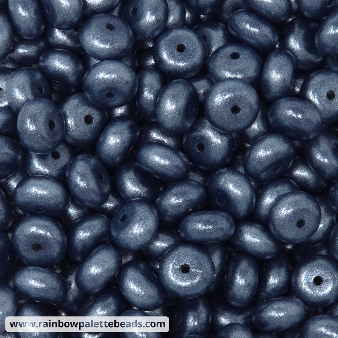 14mm Darkest Navy Blue Shimmer Pearl Abacus Silicone Beads (5 Beads) - Beads