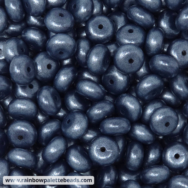 14mm Darkest Navy Blue Shimmer Pearl Abacus Silicone Beads (5 Beads) - Beads