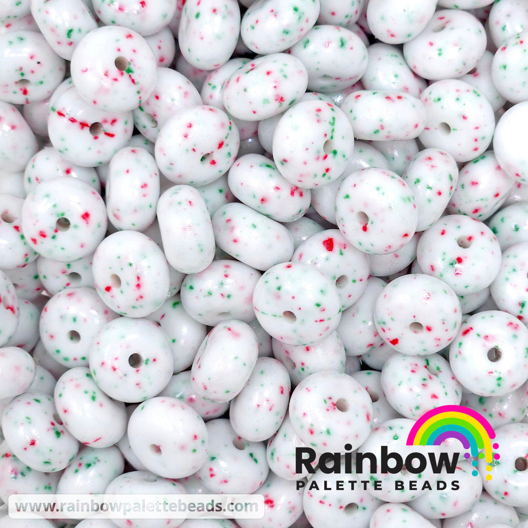 14mm Exclusive Opal Peppermint Bark Silicone Abacus Beads (5 beads) Beads