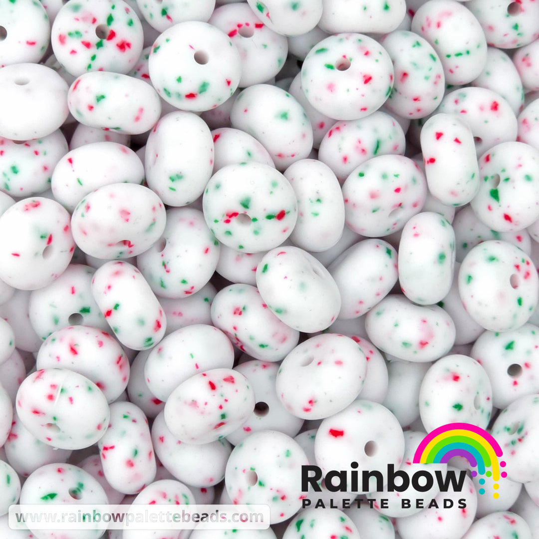 14mm Exclusive Peppermint Bark Silicone Abacus Beads (5 beads) - Beads