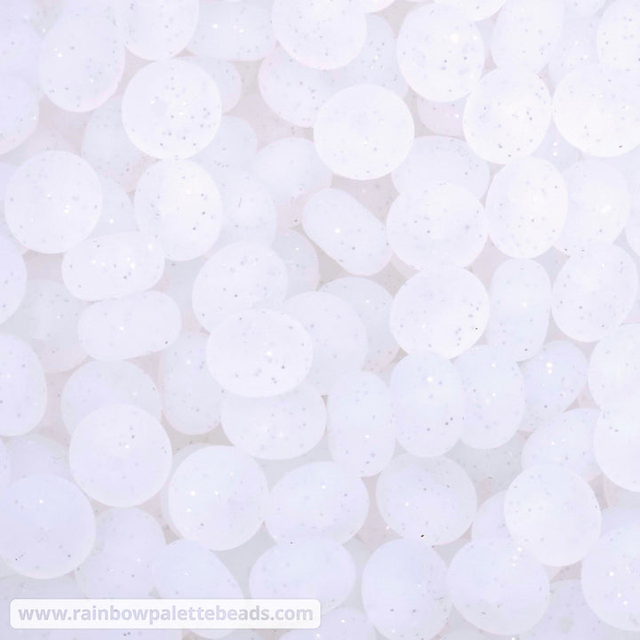 14mm Frosted Clear Glitter Silicone Abacus Beads (5 beads) Beads