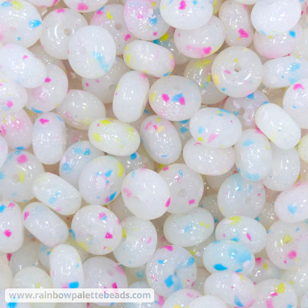 14mm Glossy Neon Lights Glitter Jelly Silicone Abacus Beads (5 beads) Beads