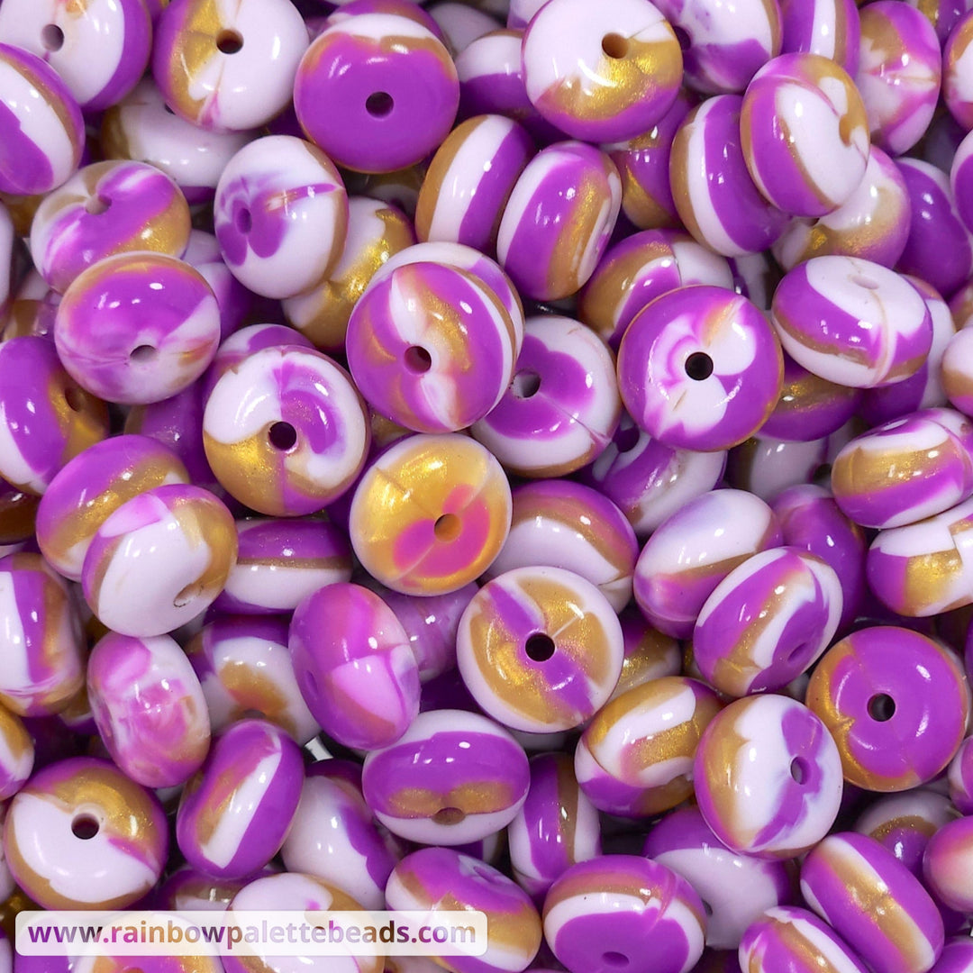 14mm Glossy Royal Majesty Swirl Silicone Abacus Beads (5 beads) Beads