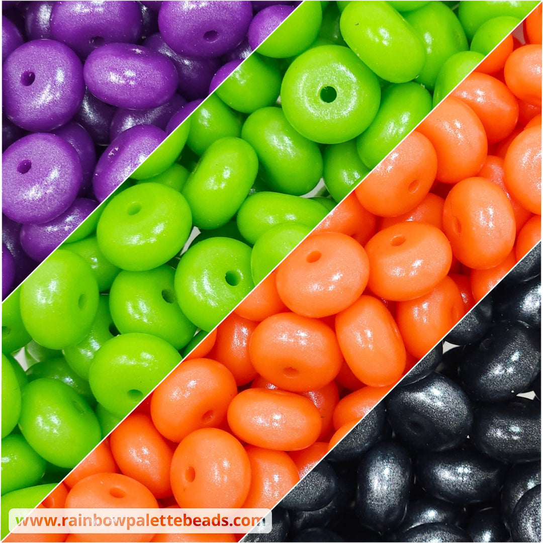 14mm Halloween Shimmer Pearl Abacus Spacer Silicone Beads (40 beads) Beads