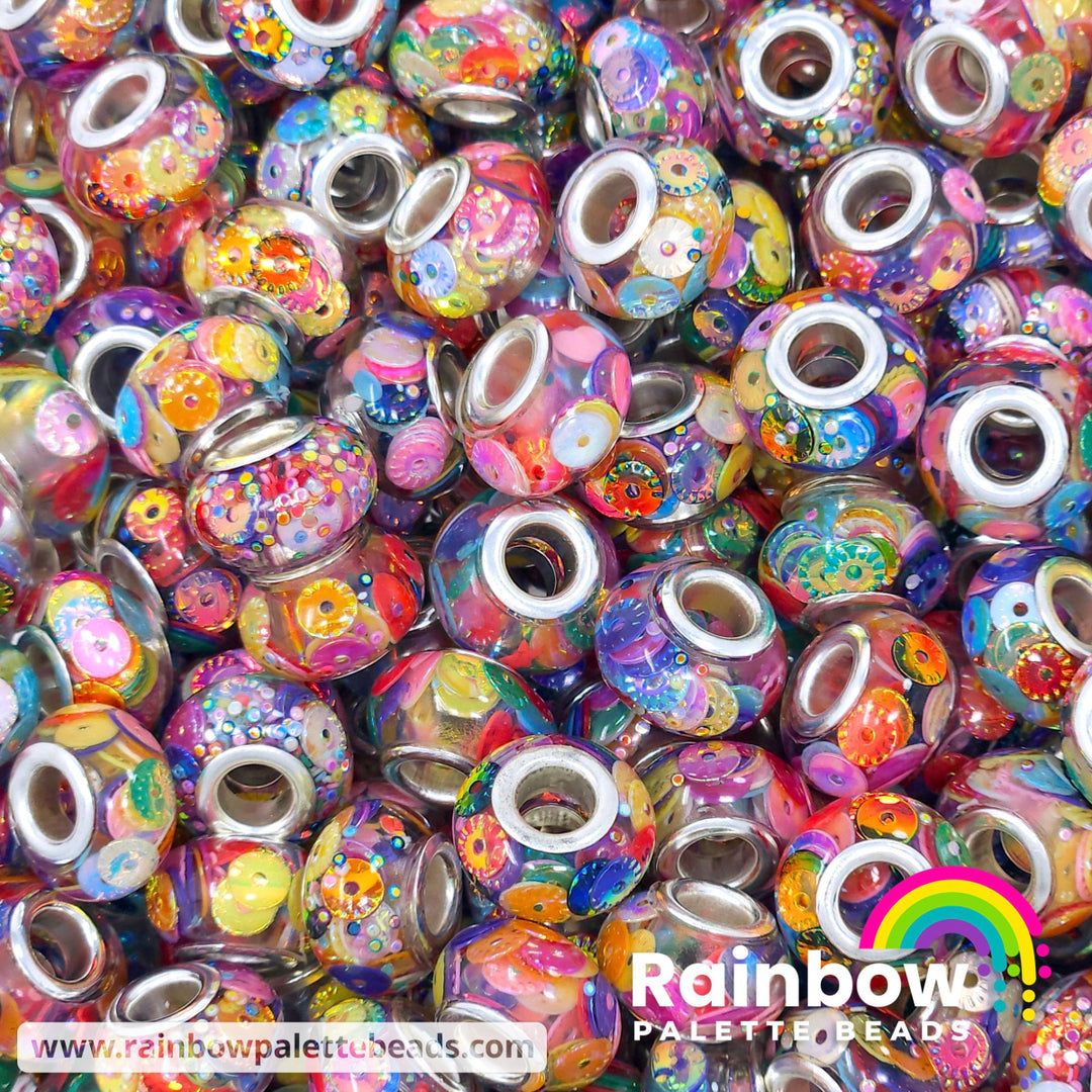 14mm ’Junk Drawer’ Sequin Resin Abacus Spacer Beads (multipack)