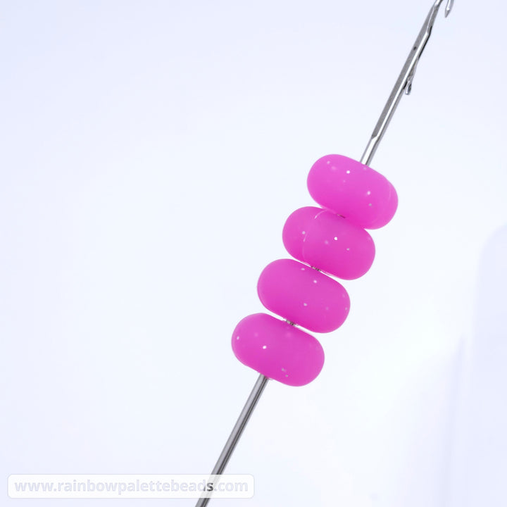 14mm Magenta Glitter Silicone Abacus Beads (5 beads) Beads