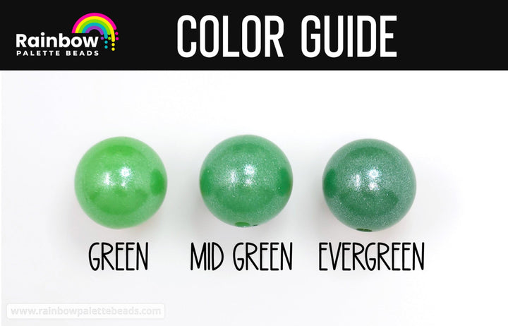 14mm Mid Green Shimmer Pearl Abacus Silicone Beads (5 Beads) Beads