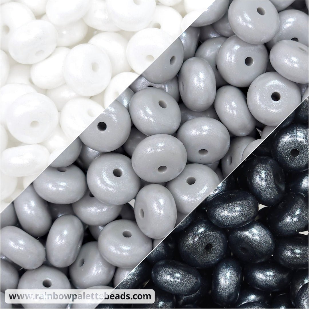 14mm Neutrals Shimmer Pearl Abacus Spacer Silicone Beads (30 beads) Beads